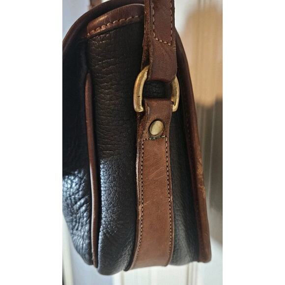 Dooney & Bourke Vintage Equestrian Shoulder Bag AWL Black & Brown 80s-90s - Picture 3 of 12